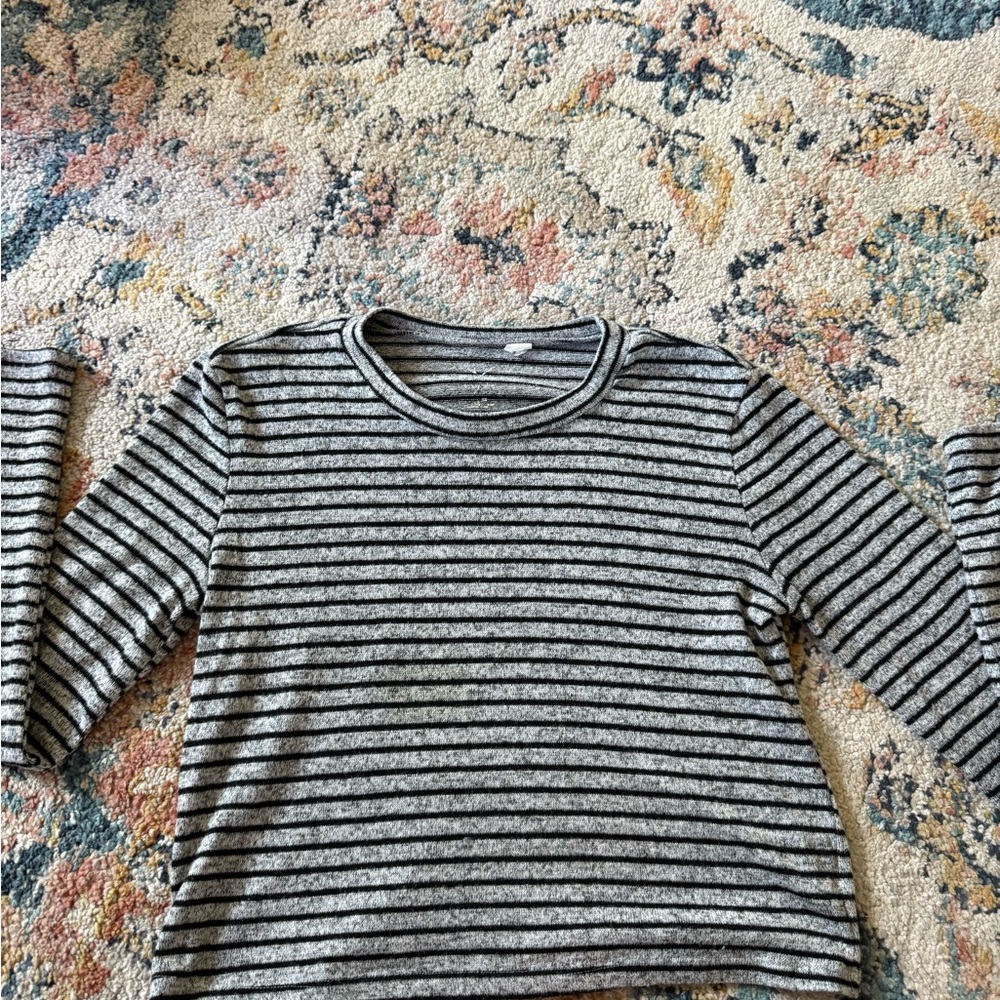 PacSun Gray and Black Striped Knit Top